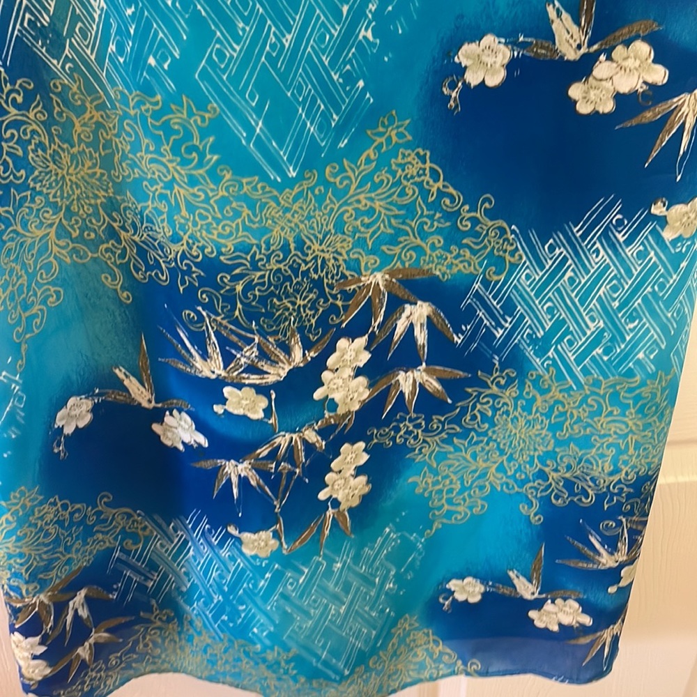 Kathie Lee medium polyester 8/10 blues taupe floral lined midi - Picture 4 of 10